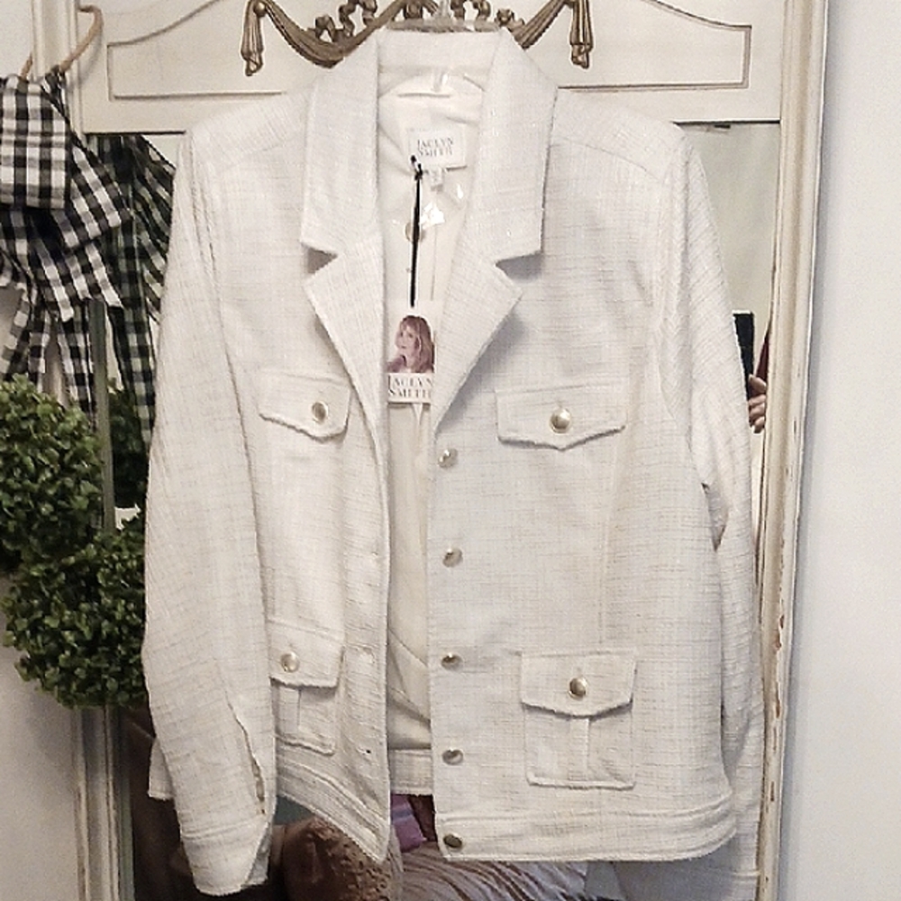 STUNNING! ⚜️Jaclyn Smith ⚜️White Blazer Classic Structured Design XL Gorgeous! - Picture 14 of 16